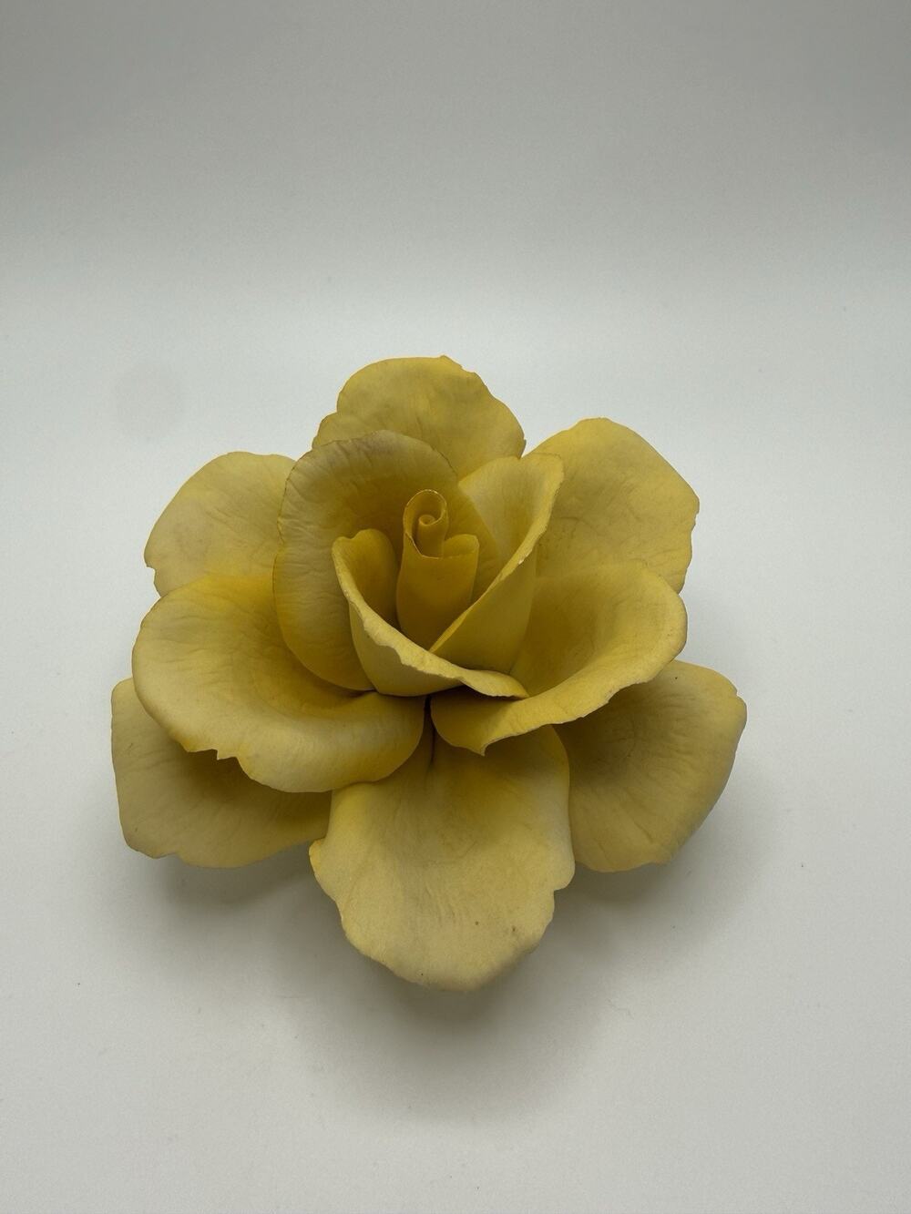 Vintage Yellow Rose Napoleon Porcelain Flower Made in ITALY Capodimonte